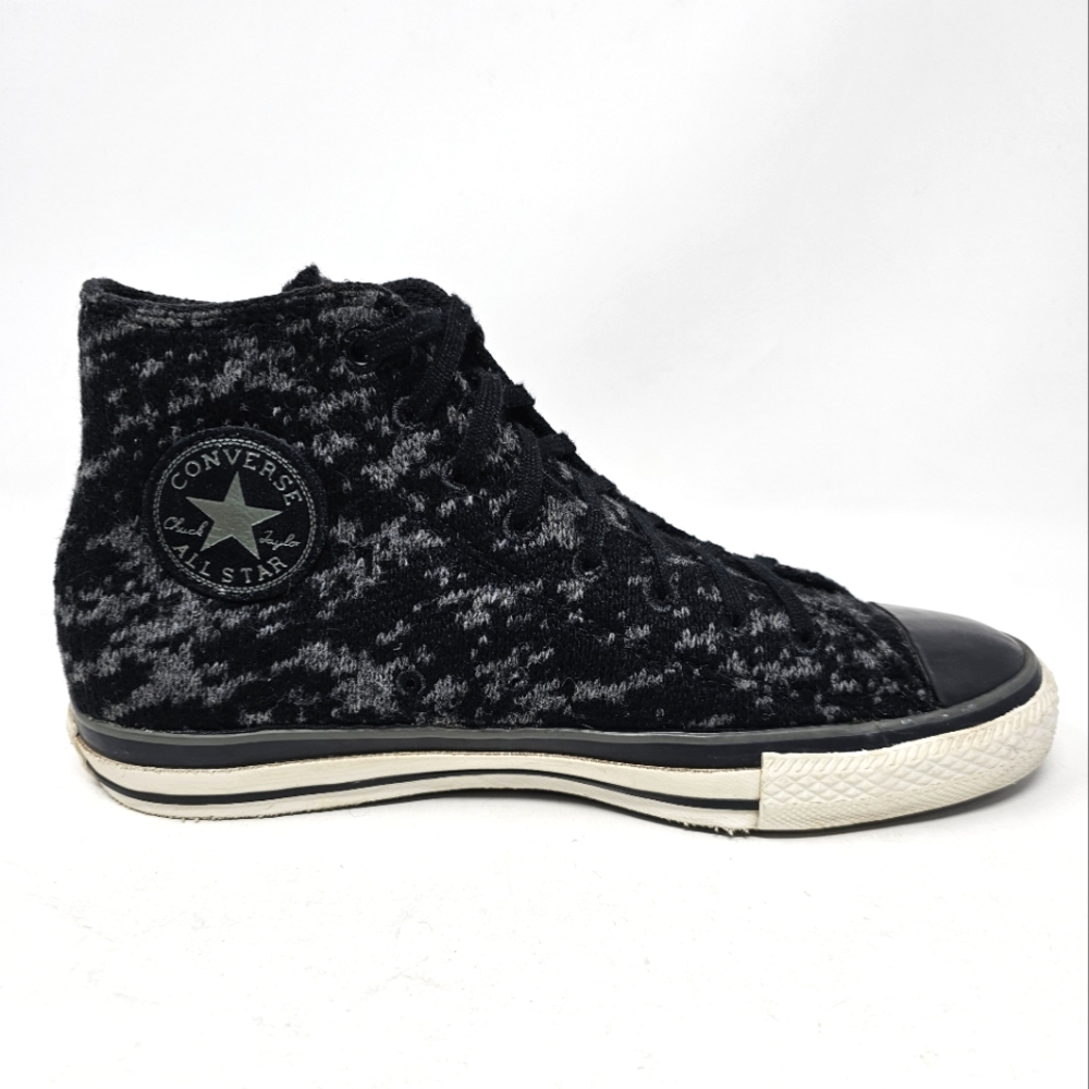 Converse AllStar Chuck Taylor Sneakers Black Grey RARE Knit Sweater Men Size 6.5